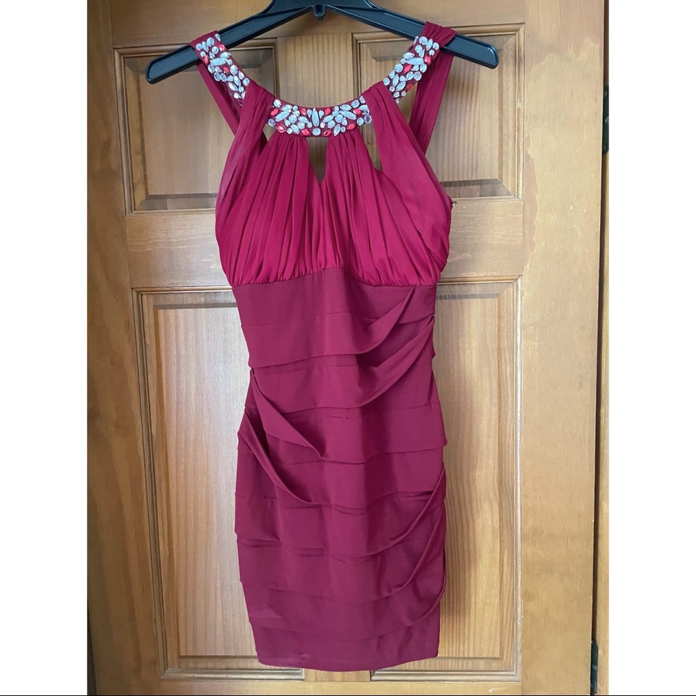 Medium, red, touched bodycon dress